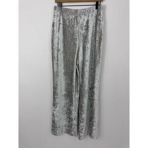 Banana Republic Silver Velour Ribbed Wide Leg Pants Size M